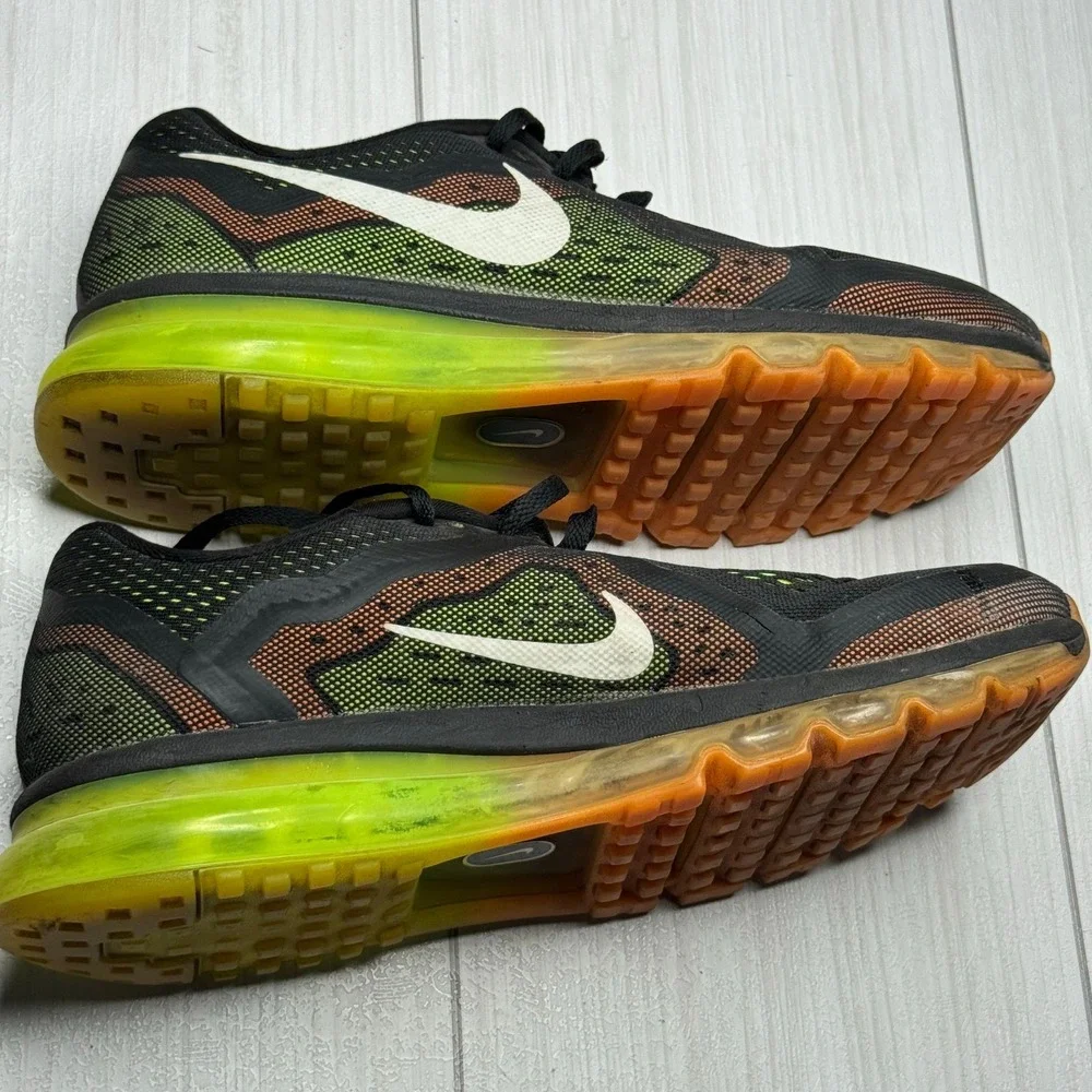Nike Air Max 2014 Running Shoes‎ Black Green Orange White Sneakers Size 11